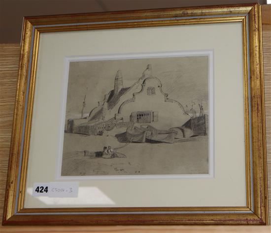 Attributed to John Sell Cotman, pencil drawing, Yarmouth Beach, 20 x 25cm